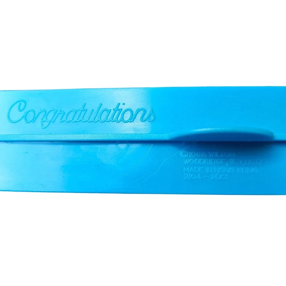 Wilton Cake Message Press Set 1988 Blue 6pc 2104-2061 Happy Birthday Anniversary